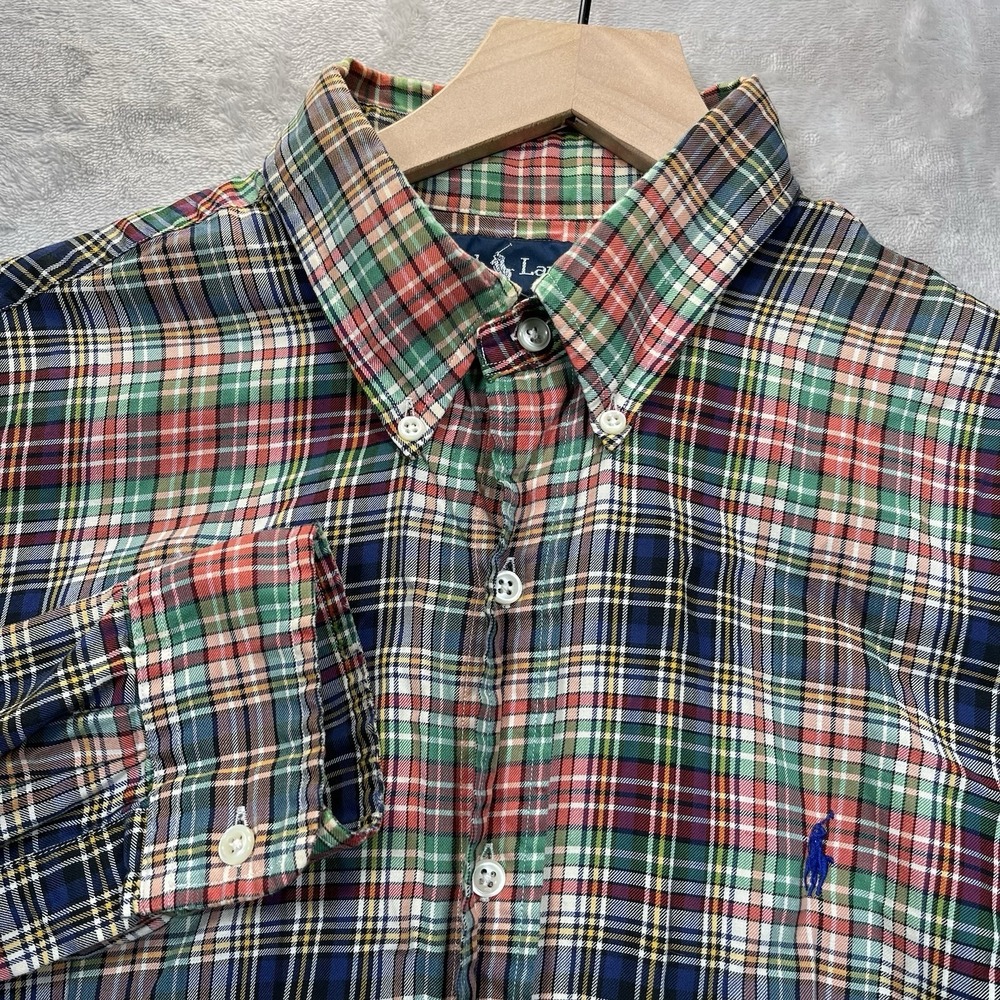 Ralph Lauren Men's L Custom Fit Plaid Long Sleeve Button Down Shirt